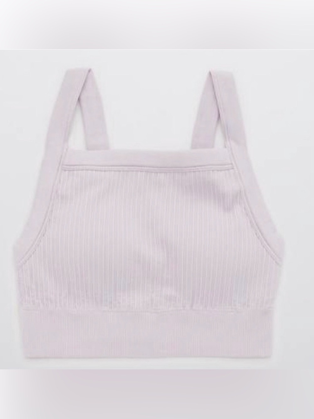 Aerie Ribbed Seamless High Neck Longline Sports Bra light purple